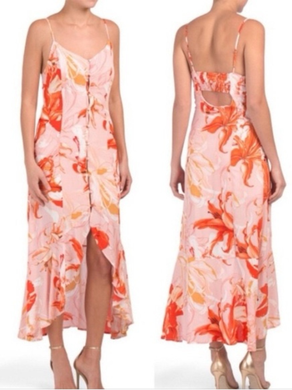 Abel the Label Lola High Low Midi Dress Sz M Flare Romantic Bohemian Festival